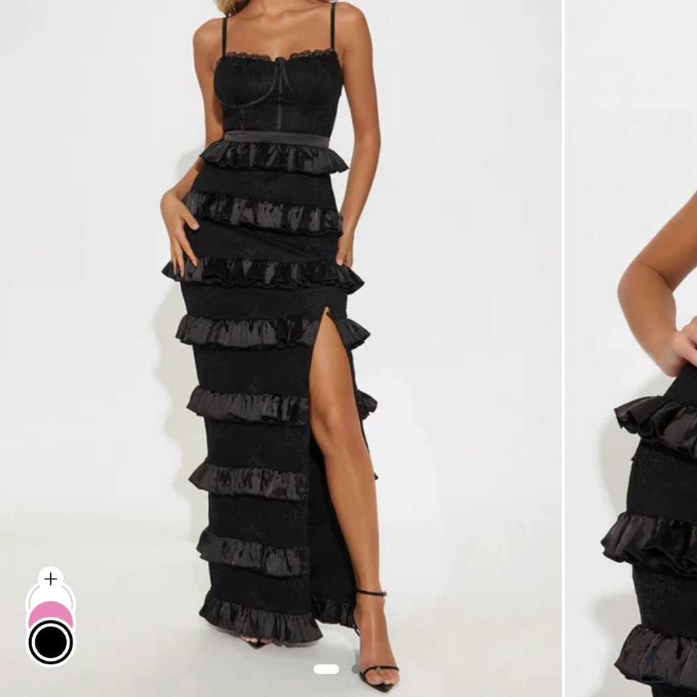 Elegant Black Ruffled Gown